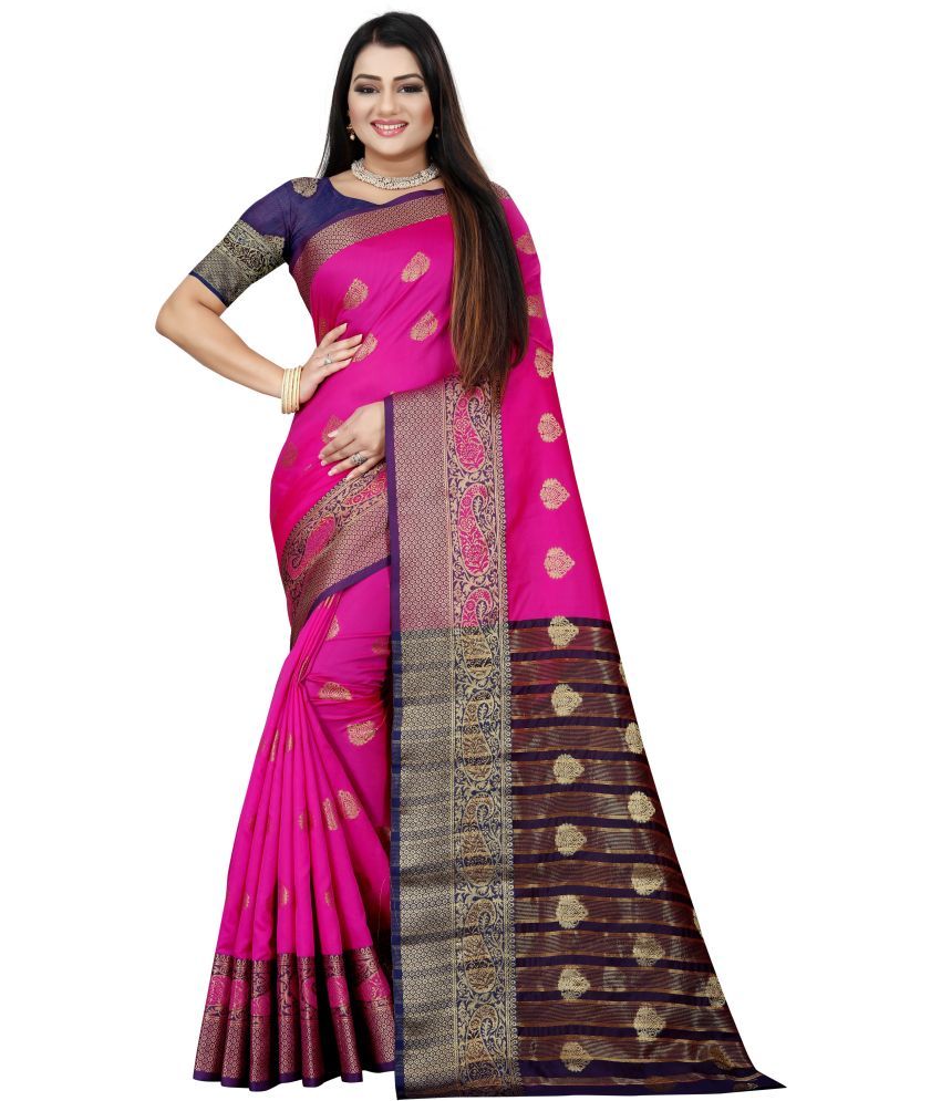     			Indian Fashionista Art Silk Woven Saree With Blouse Piece ( Multicolor5 , Pack of 1 )