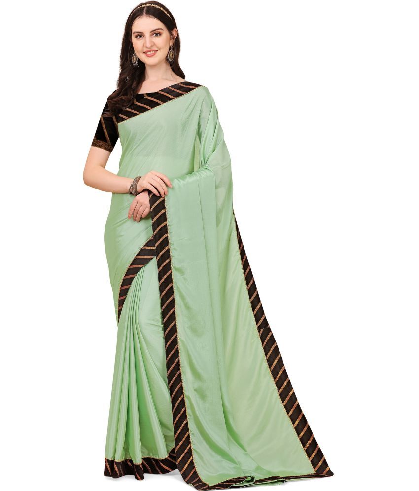     			Indian Fashionista Chiffon Solid Saree With Blouse Piece ( Light Green , Pack of 1 )