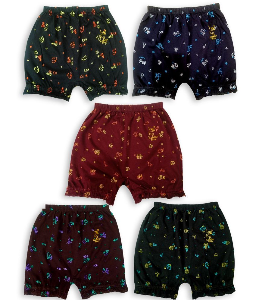     			Inner Element Pack of 5 Cotton Bloomers For Girls ( Multicolor )