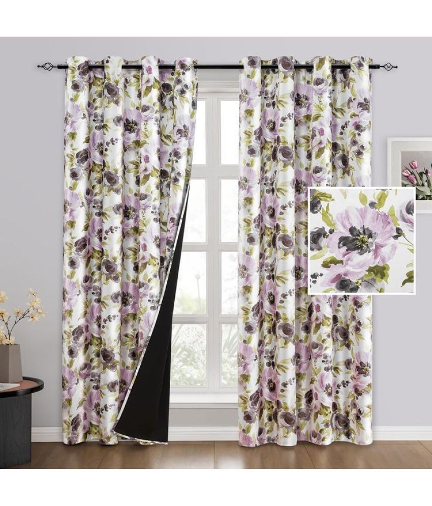     			S23 Graphic Room Darkening Eyelet Curtain 7 ft ( Pack of 1 ) - Purple