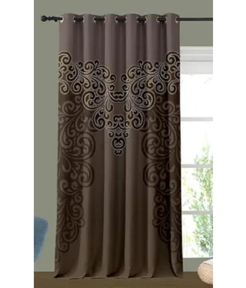     			S23 Graphic Room Darkening Eyelet Curtain 5 ft ( Pack of 1 ) - Brown