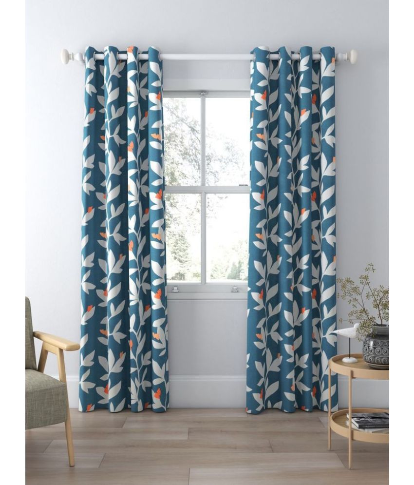     			S23 Graphic Room Darkening Eyelet Curtain 7 ft ( Pack of 1 ) - Blue