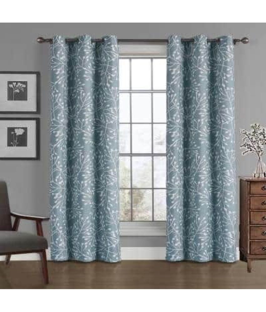     			S23 Graphic Room Darkening Eyelet Curtain 9 ft ( Pack of 1 ) - Blue