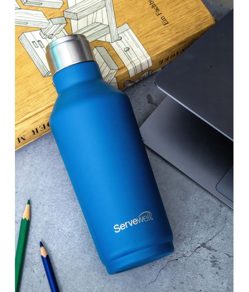     			Servewell SS Single Wall Bottle 675 ml - Imperial Blue Blue Steel Water Bottle 680 mL ( Set of 1 )