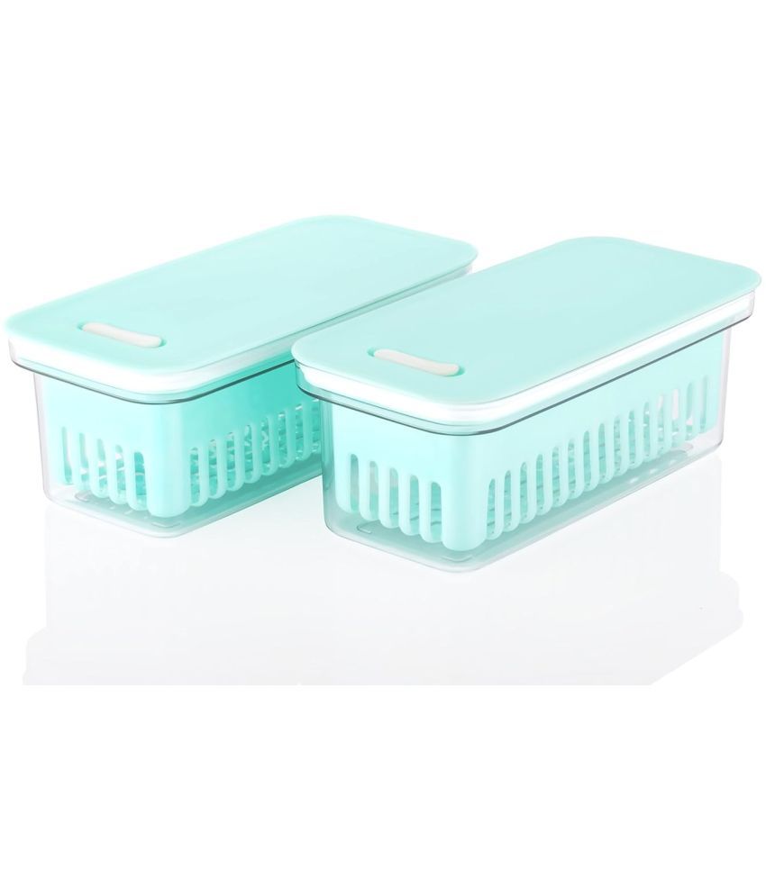     			Swaraa Kitchenware Plastic Light Blue Food Container ( set of 2 )