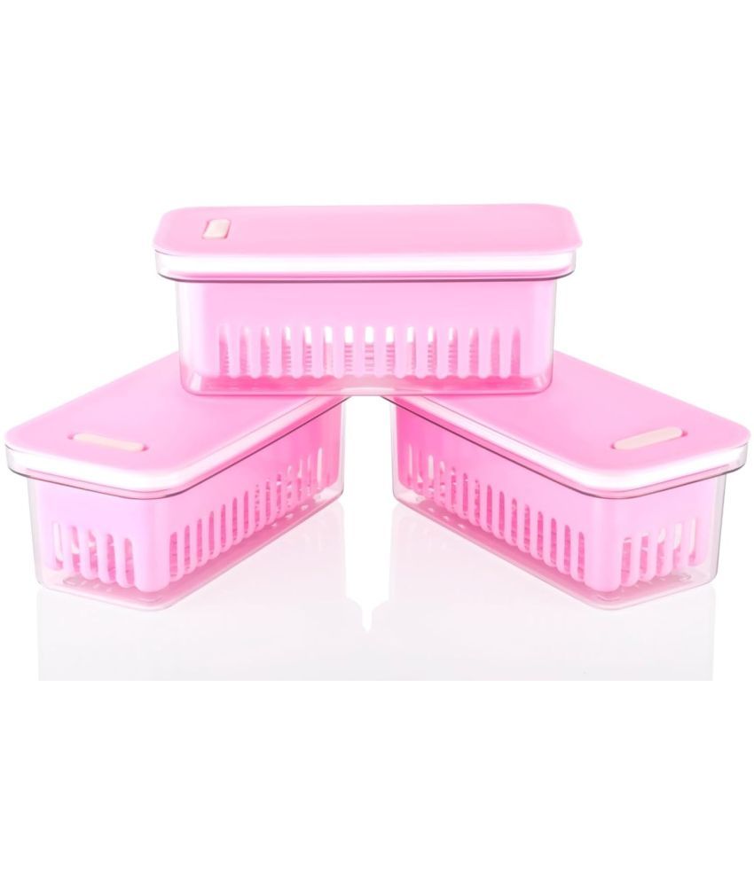     			Swaraa Kitchenware Plastic Pink Food Container ( set of 2 )