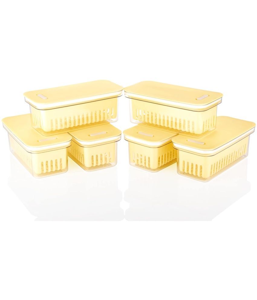     			Swaraa Kitchenware Plastic Yellow Food Container ( set of 2 )