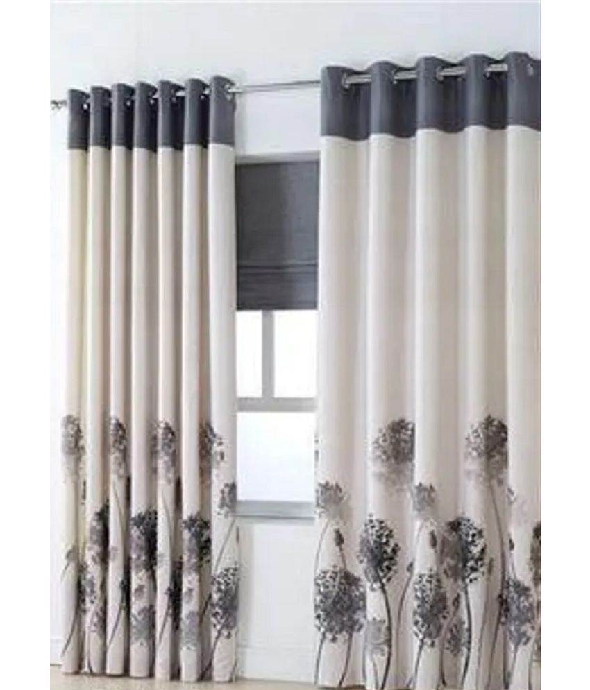     			V21 decod Graphic Room Darkening Eyelet Curtain 9 ft ( Pack of 1 ) - Grey