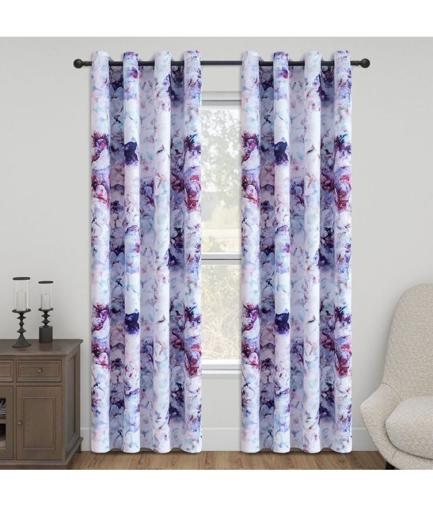     			V21 decod Graphic Room Darkening Eyelet Curtain 7 ft ( Pack of 1 ) - Purple