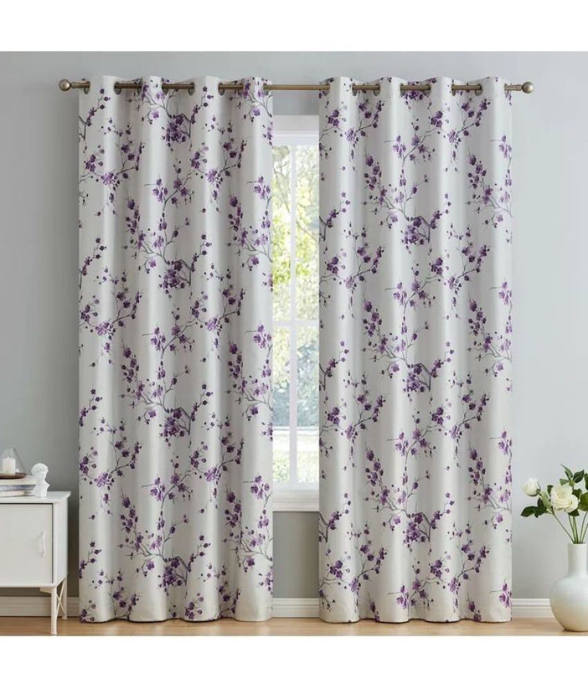     			V21 decod Graphic Room Darkening Eyelet Curtain 9 ft ( Pack of 1 ) - Purple