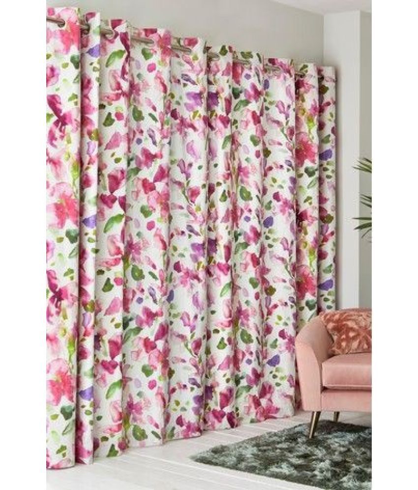     			V21 decod Graphic Room Darkening Eyelet Curtain 5 ft ( Pack of 1 ) - Pink