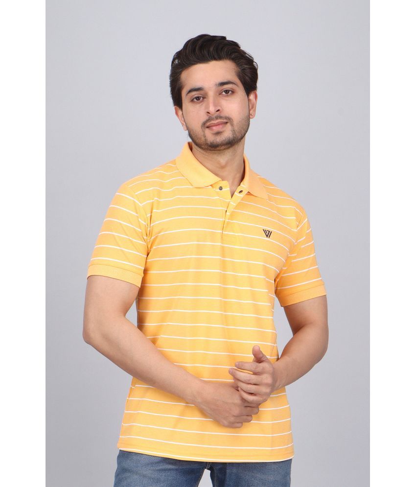     			WILD ELEPHANT Pack of 1 Polyester Regular Fit Striped Half Sleeves Men's Polo T Shirt ( Yellow )