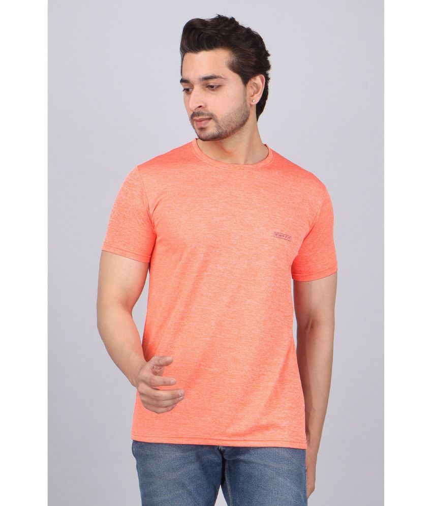     			WILD ELEPHANT Polyester Regular Fit Solid Half Sleeves Men's Round T-Shirt - Orange ( Pack of 1 )