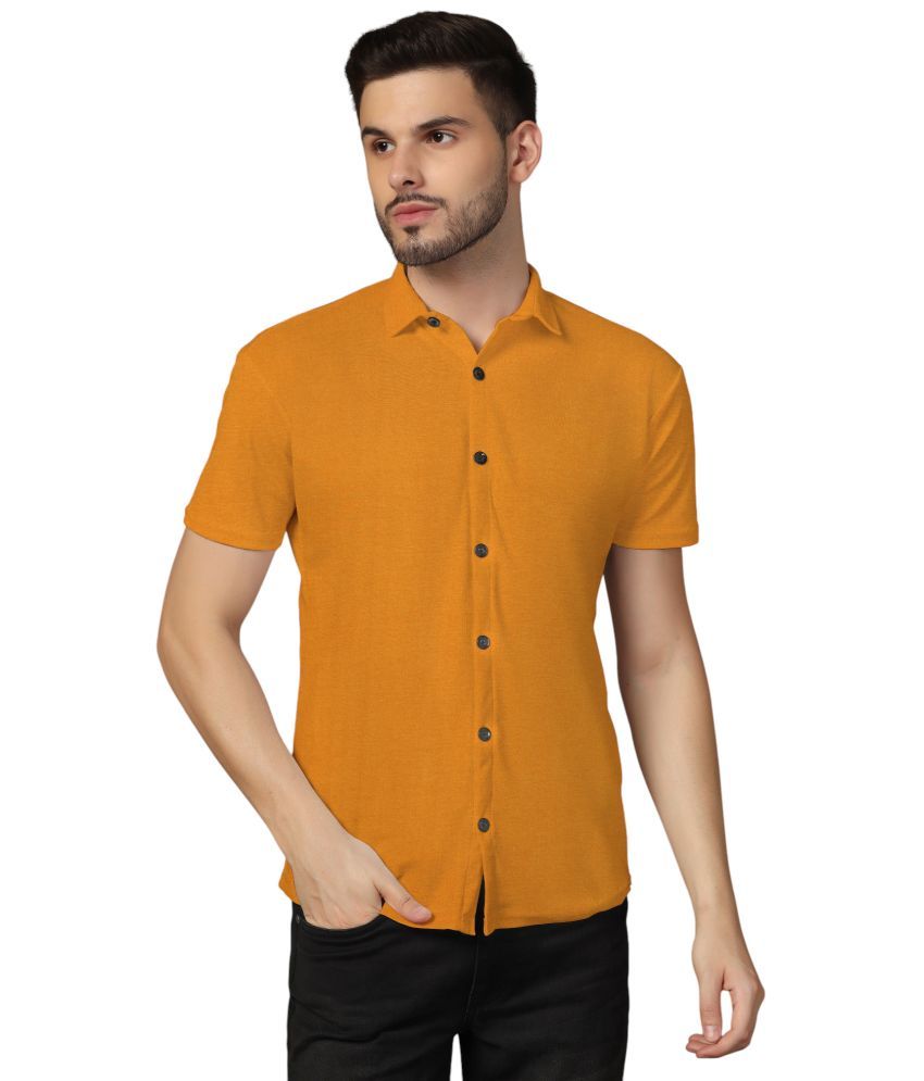     			Beyou Fashion Cotton Blend Regular Fit Solids Half Sleeves Men's Casual Shirt - Gold ( Pack of 1 )