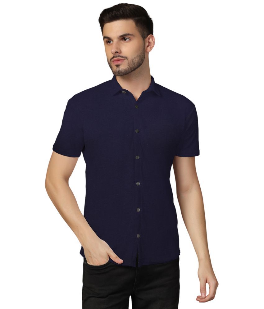     			Beyou Fashion Cotton Blend Regular Fit Solids Half Sleeves Men's Casual Shirt - Navy ( Pack of 1 )