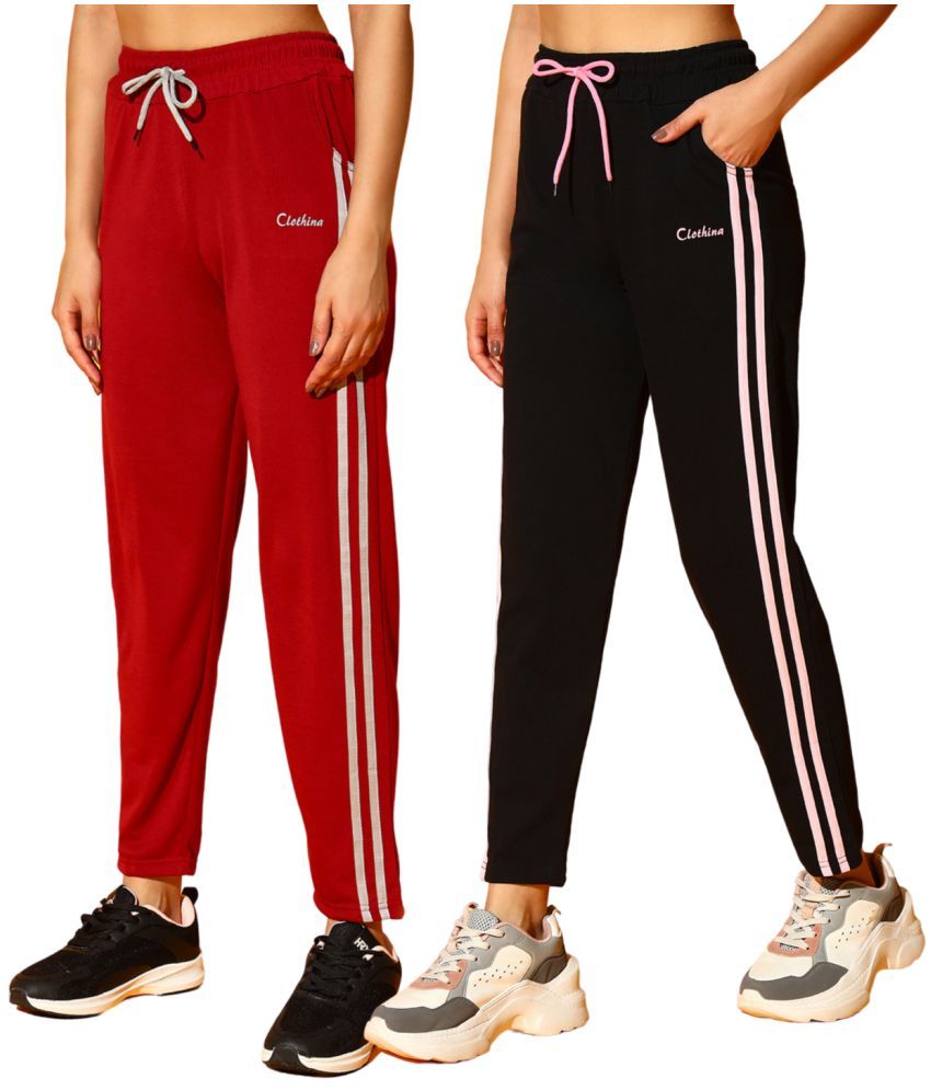     			CLOTHINA Multicolor Cotton Blend Women's Outdoor & Adventure Trackpants ( Pack of 2 )