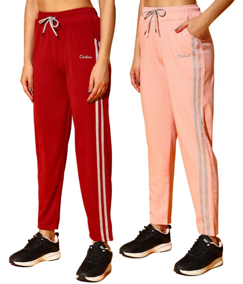     			CLOTHINA Multicolor Cotton Blend Women's Outdoor & Adventure Trackpants ( Pack of 2 )