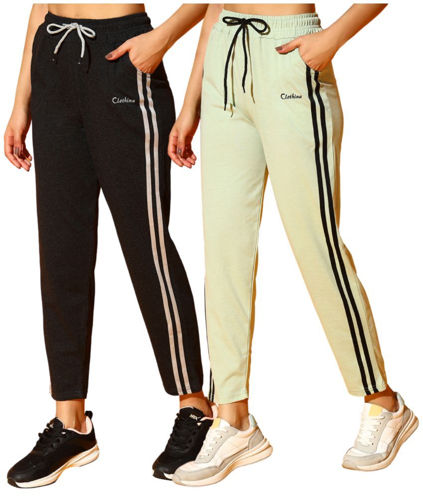     			CLOTHINA Multicolor Cotton Blend Women's Outdoor & Adventure Trackpants ( Pack of 2 )