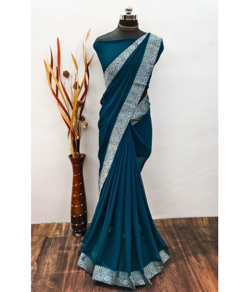     			KV Fashion Banarasi Silk Woven Saree With Blouse Piece ( Rama , Pack of 1 )