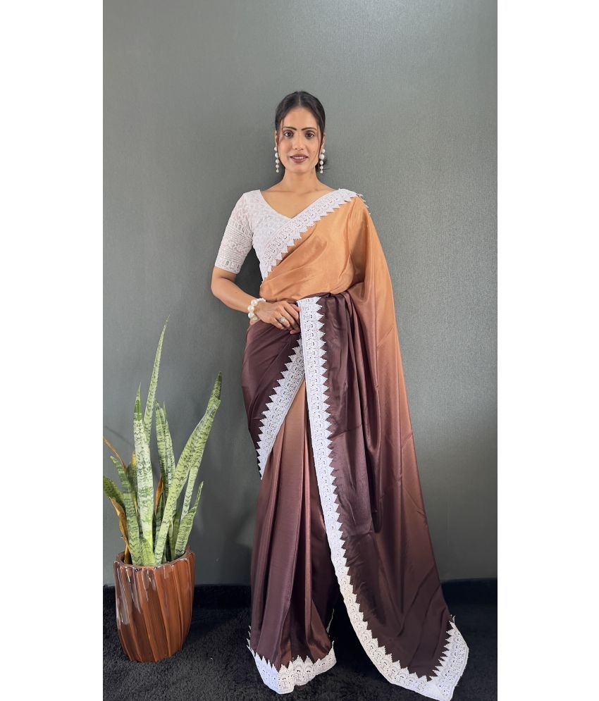     			KV Fashion Chiffon Solid Saree With Blouse Piece ( Brown , Pack of 1 )