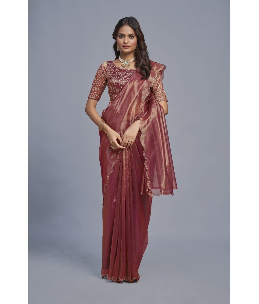     			KV Fashion Silk Embellished Saree With Blouse Piece ( Maroon , Pack of 1 )