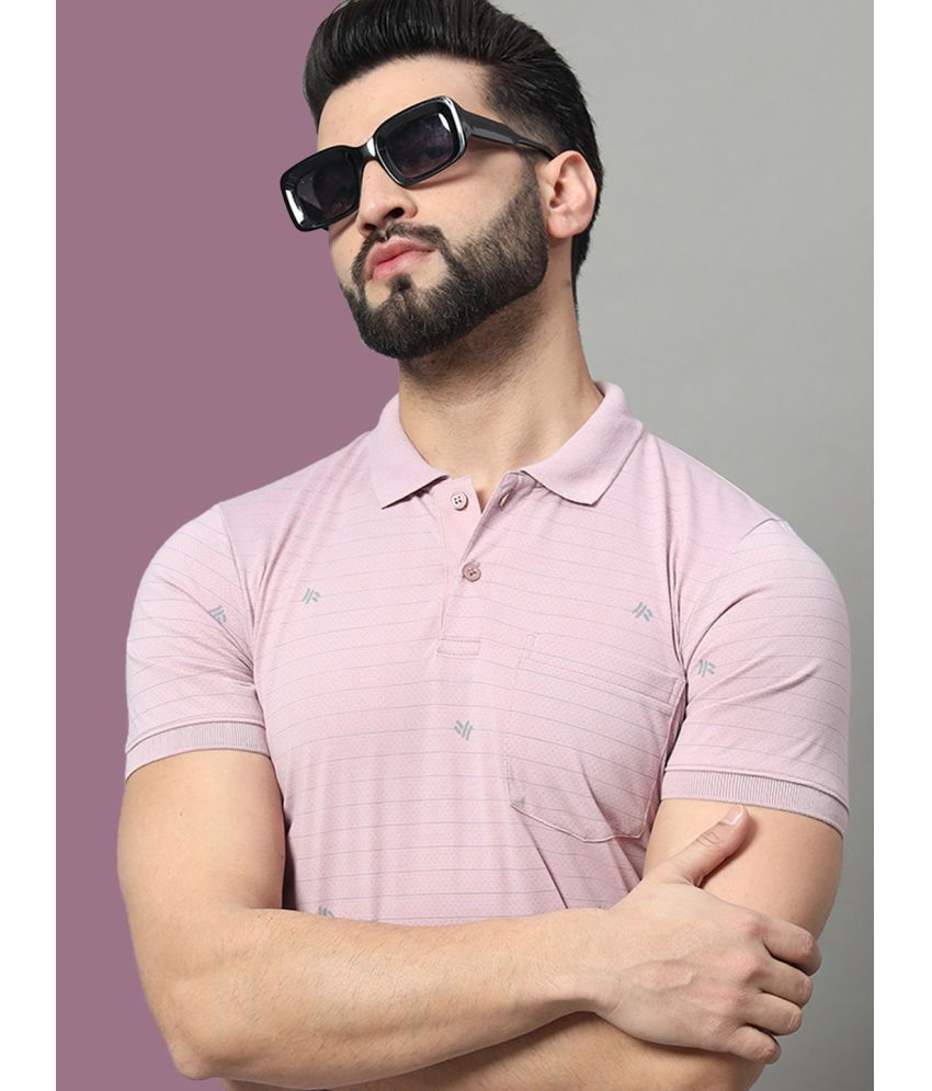     			OGEN Pack of 1 Cotton Blend Regular Fit Striped Half Sleeves Men's Polo T Shirt ( Peach )