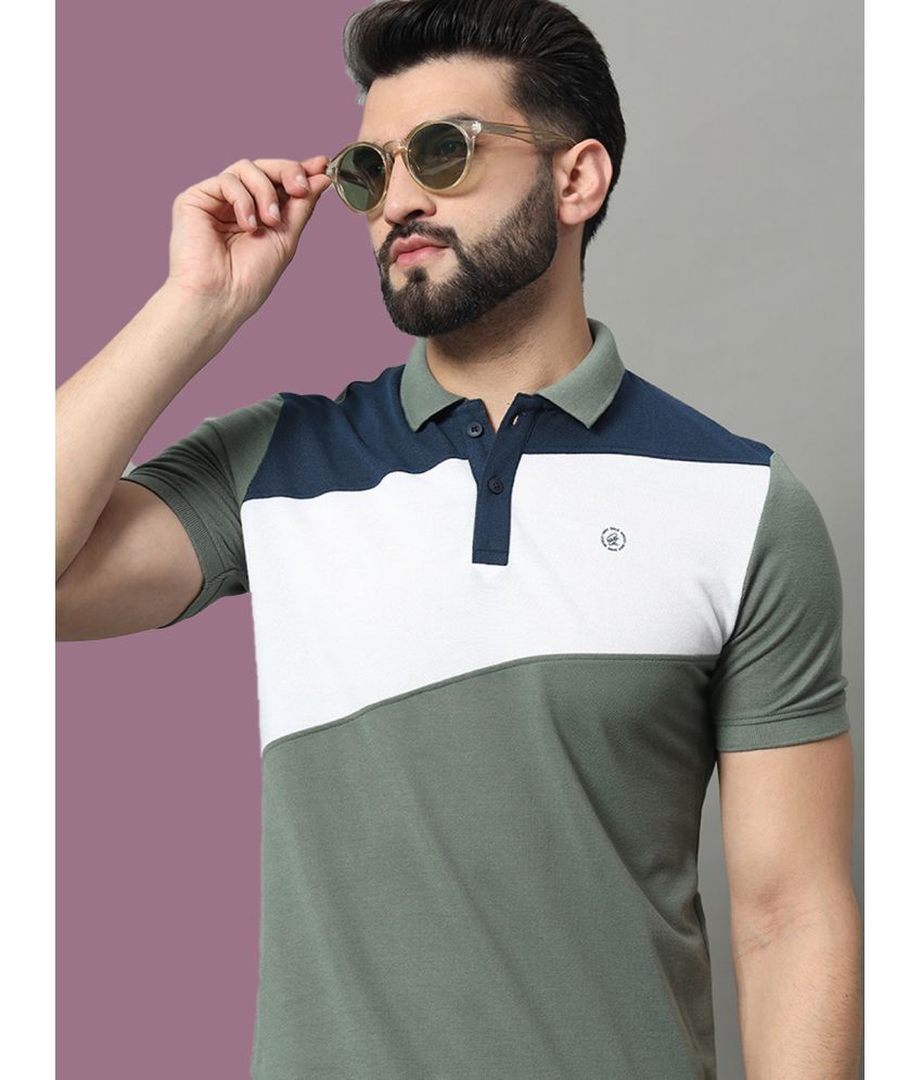     			OGEN Pack of 1 Cotton Blend Regular Fit Colorblock Half Sleeves Men's Polo T Shirt ( Dark Green )