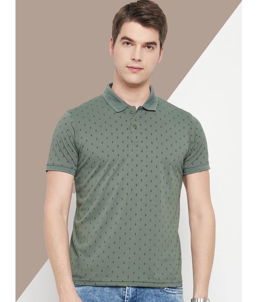     			OGEN Pack of 1 Cotton Blend Regular Fit Printed Half Sleeves Men's Polo T Shirt ( Dark Green )