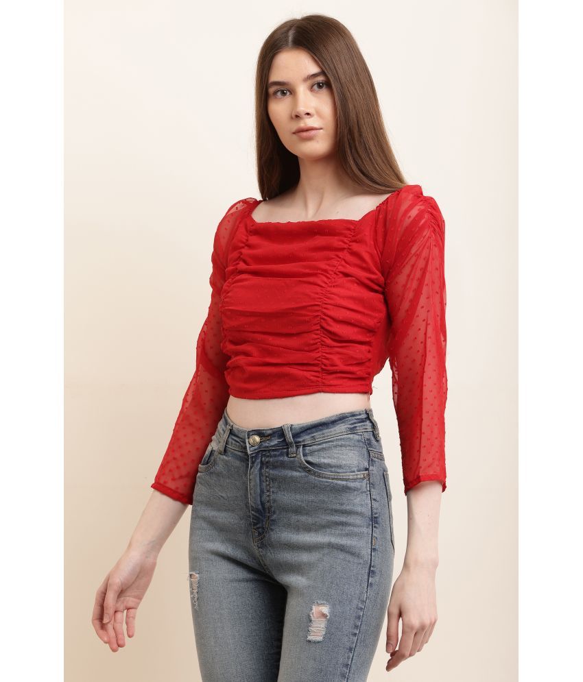     			Oh Mi Dios Red Crepe Women's Crop Top ( Pack of 1 )