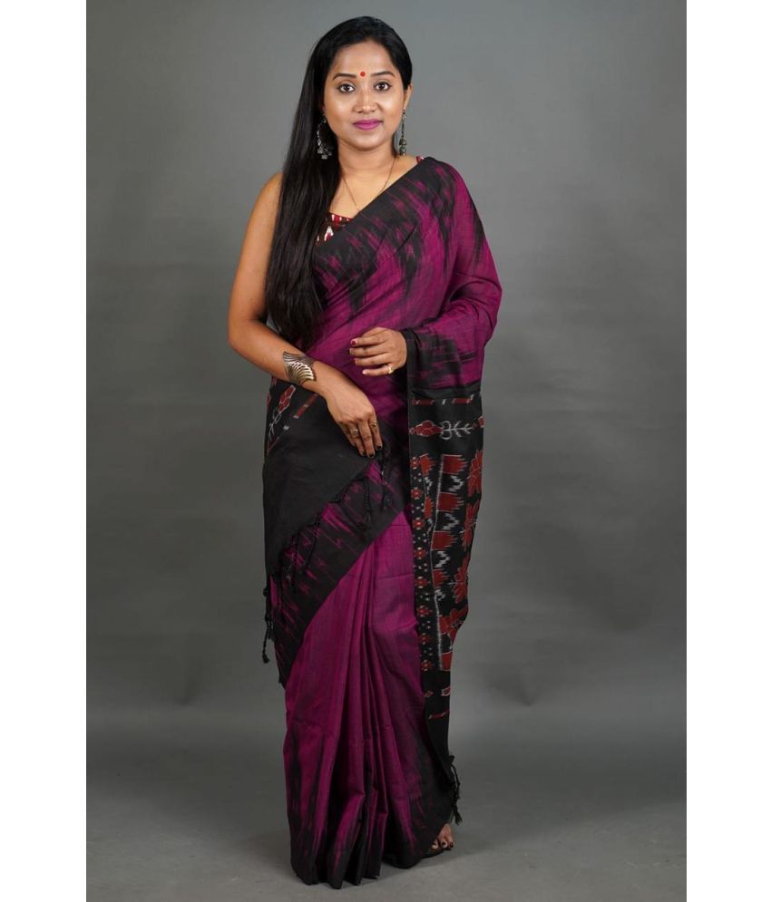     			SARADA HANDLOOM Cotton Printed Saree With Blouse Piece ( Pink , Pack of 1 )