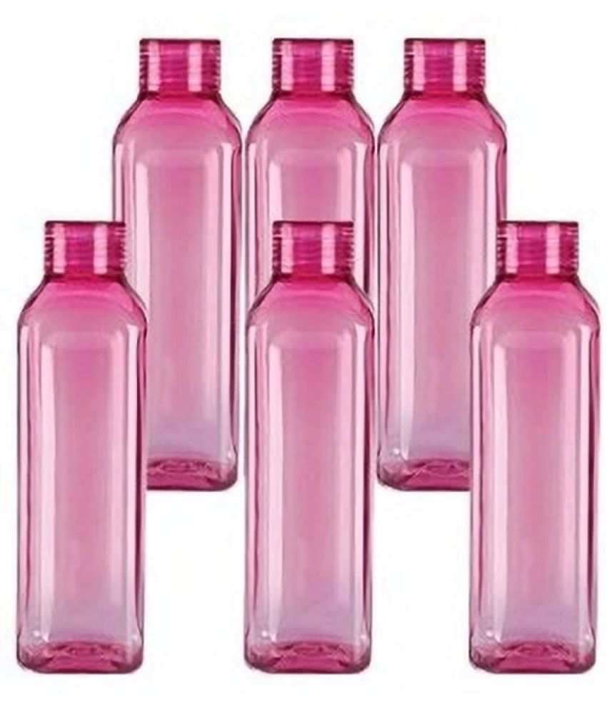     			Stysol Water Bottel Multicolour Plastic Water Bottle 1000 mL ( Set of 6 )