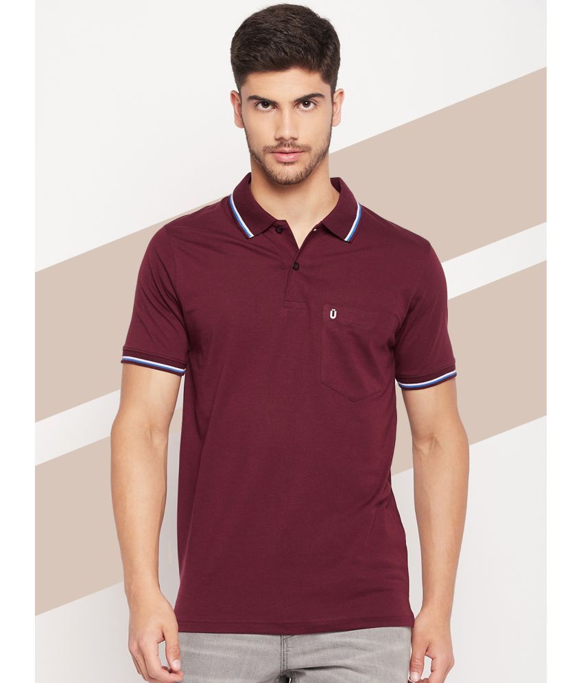     			UNIBERRY Pack of 1 Cotton Blend Regular Fit Solid Half Sleeves Men's Polo T Shirt ( Maroon )