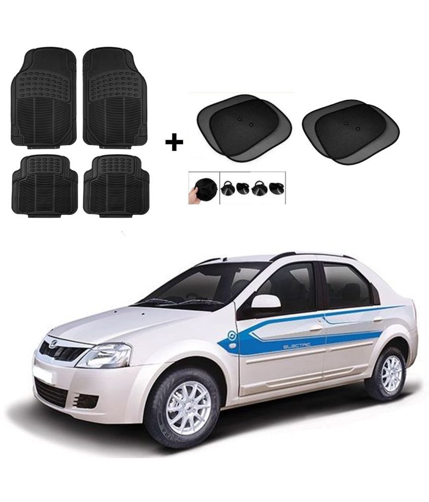     			ARLOOK Car Rubber Foot Mat (Set Of 4) + Sunshades (Set Of 4) For Mahindra Verito  (All Models)