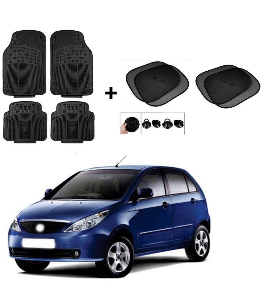     			ARLOOK Car Rubber Foot Mat (Set Of 4) + Sunshades (Set Of 4) For Tata Indica Vista  (All Models)