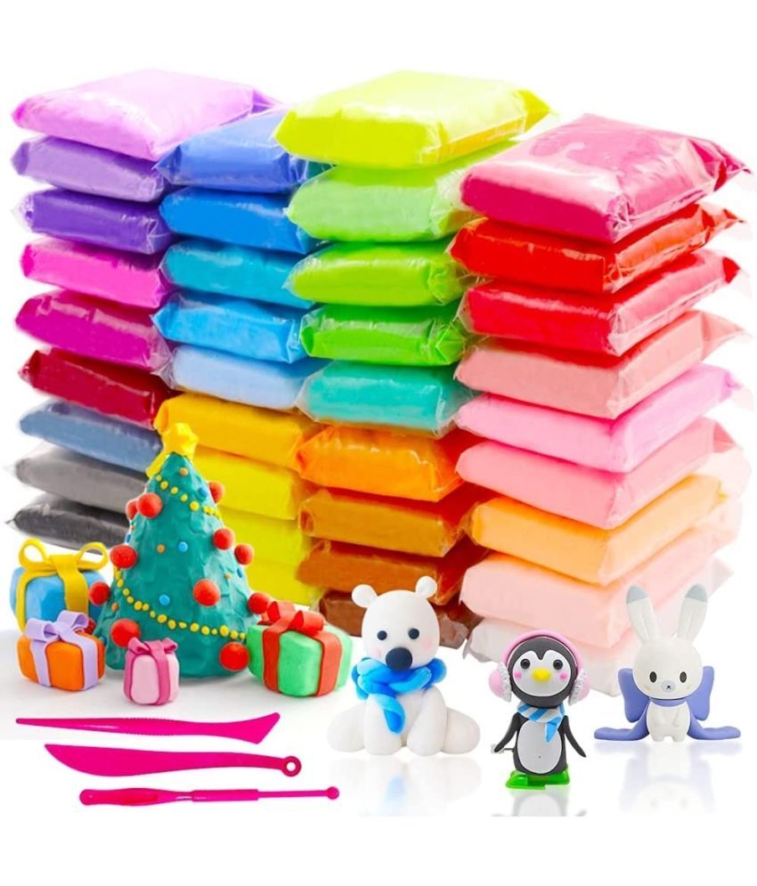     			Freedy (Pack of 12) Air Dry Clay, Colorful Children Soft Clay, Creative Art Crafts, Gifts for Kids-Multi Color. Non-Toxic Modeling Magic Fluffy Foam Bouncing Clay Putty Kit for Kids with Tools