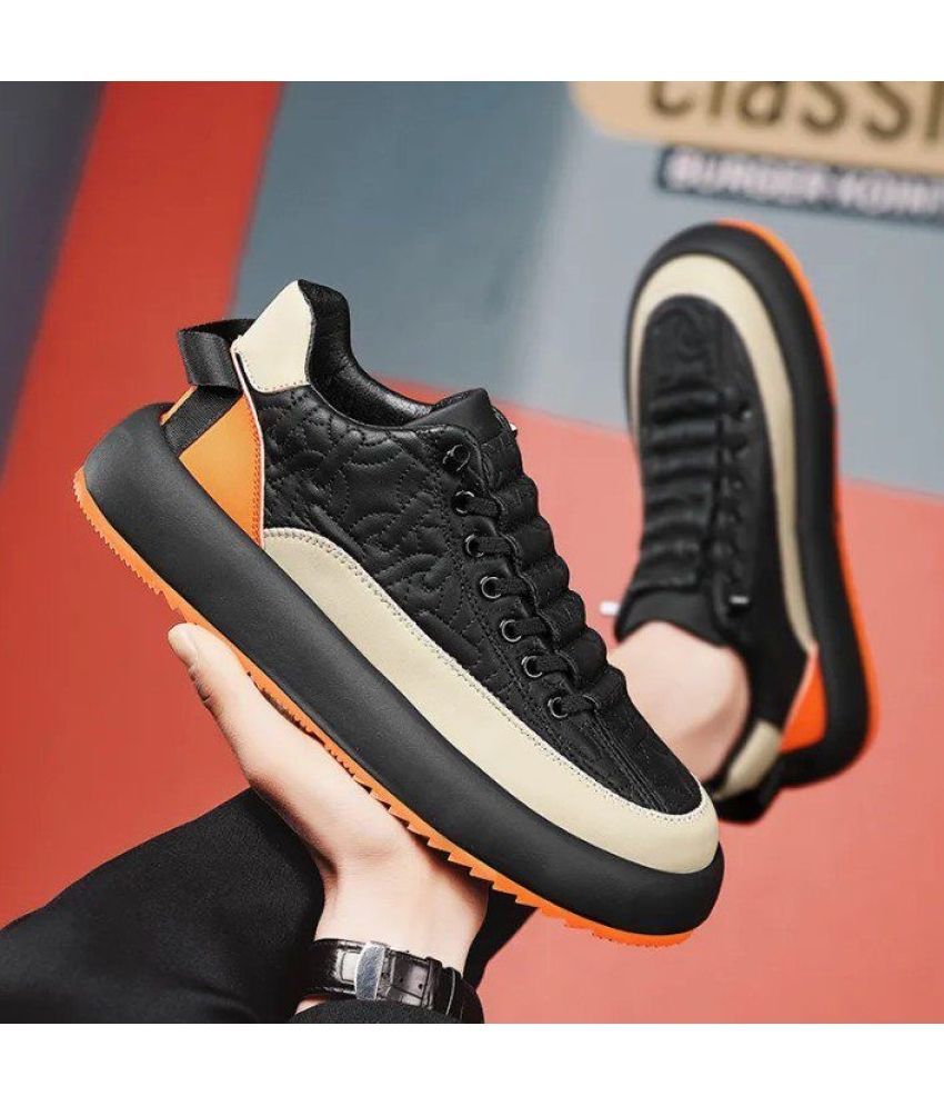     			HASTEN Black Casual Daily Sneakers Black Men's Lifestyle Shoes