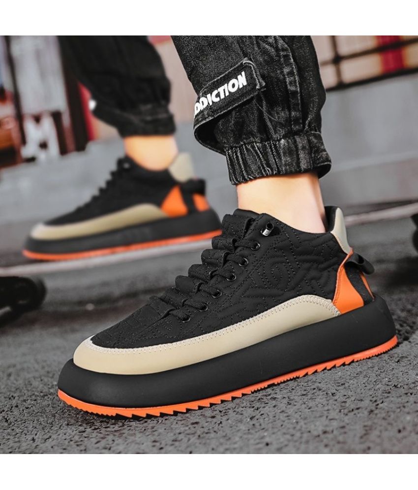     			HASTEN Black Daily Outdoor Sneakers Black Men's Lifestyle Shoes