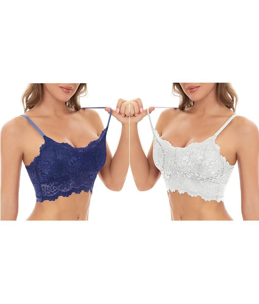     			Kamini Pack of 2 Lace Lightly Padded Bralette Bra For Women ( Multicolor11 )