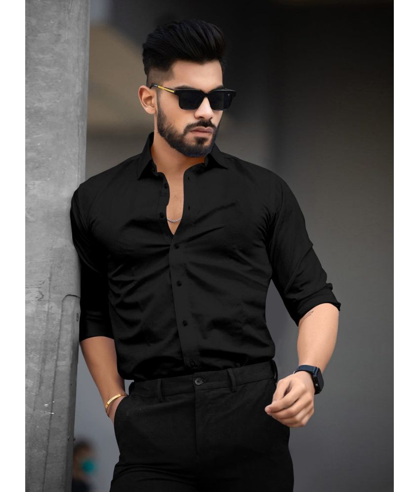     			Laadli Cotton Blend Regular Fit Full Sleeves Men's Formal Shirt - Black ( Pack of 1 )