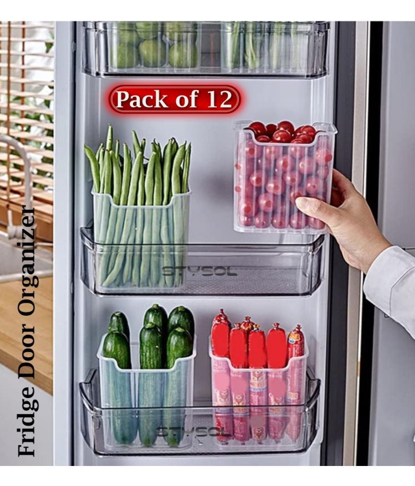     			Stysol Fridge container Plastic White Multi-Purpose Container ( Set of 12 )