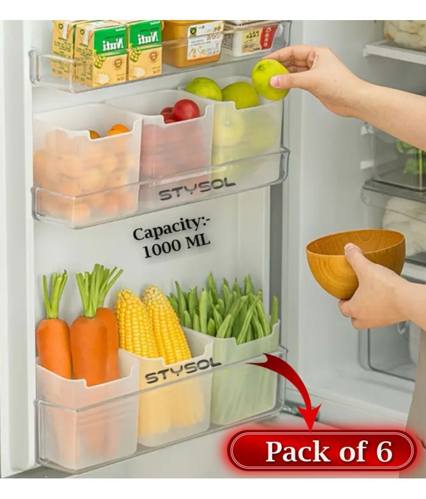     			Stysol Fridge container Plastic White Multi-Purpose Container ( Set of 6 )