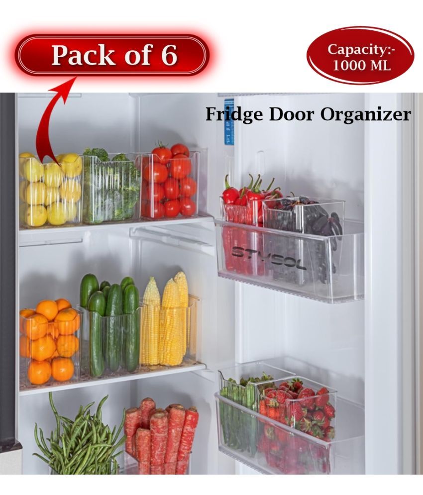     			Stysol Fridge container Plastic White Multi-Purpose Container ( Set of 6 )