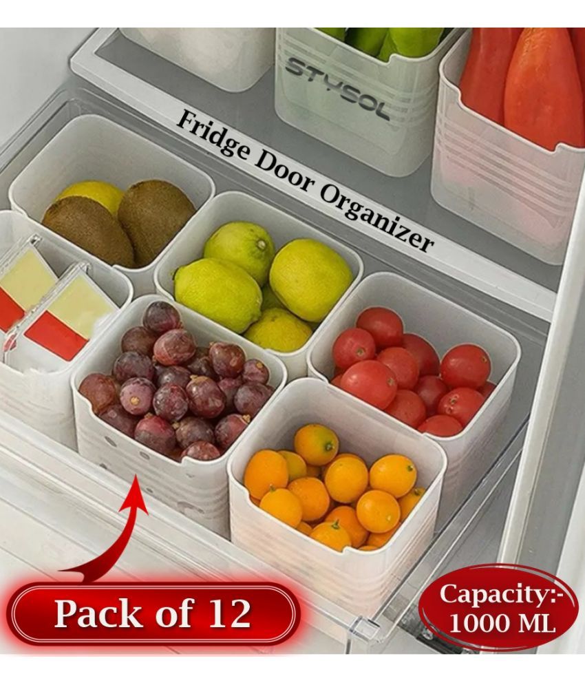     			Stysol Fridge container Plastic White Multi-Purpose Container ( Set of 12 )