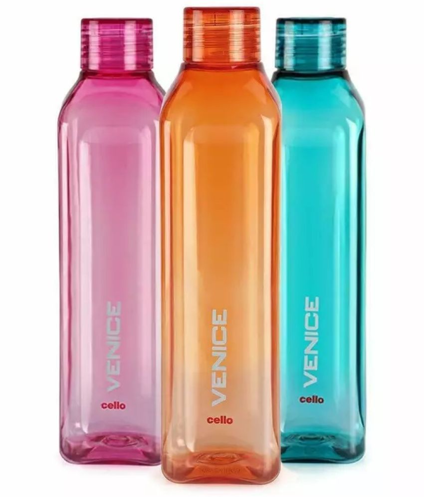     			Stysol Water Bottel Multicolour Plastic Fridge Water Bottle 1000 mL ( Set of 3 )