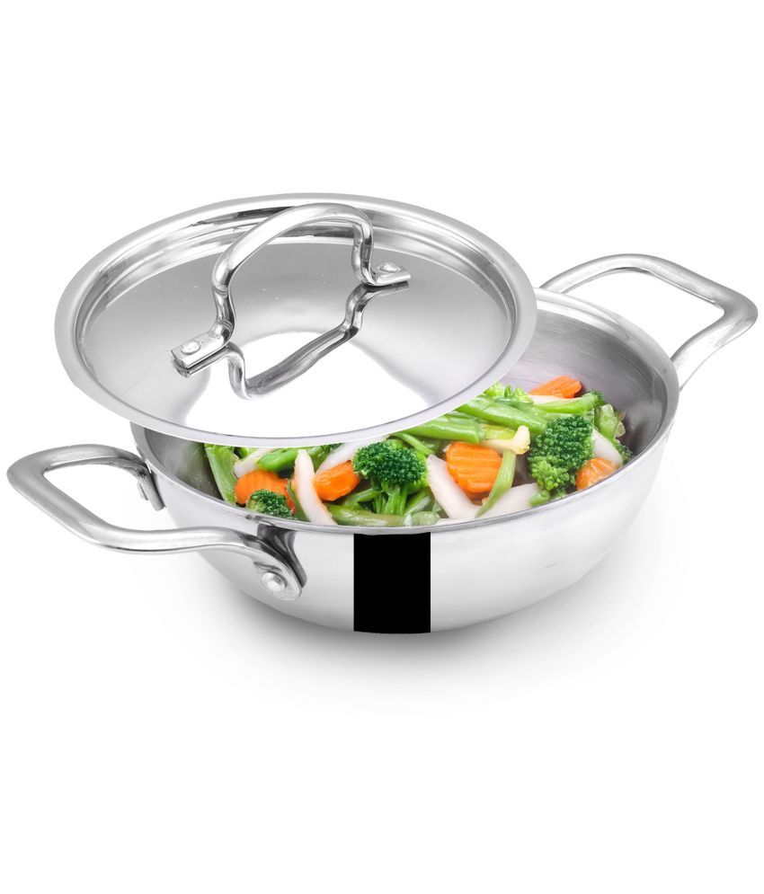     			The Indus Valley Stainless Steel Kadhai Induction Bottom Stainless Steel Handle 2.28 Thickness mm 18 cm Diameter ( 1.25 L )