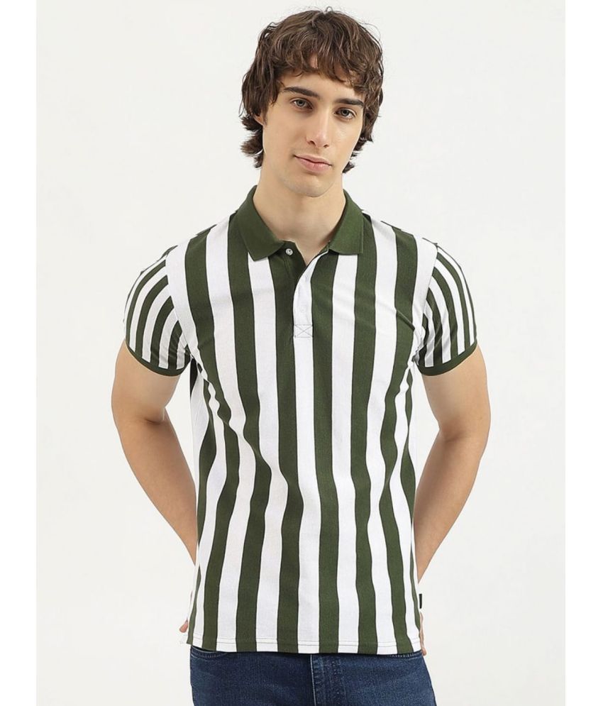     			connan Pack of 1 Cotton Blend Regular Fit Striped Half Sleeves Men's Polo T Shirt ( Green )