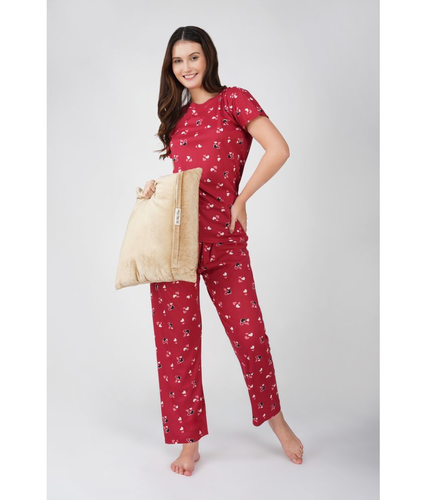     			ASWADAN IMPEX Red Hosiery Women's Nightwear Nightsuit Sets ( Pack of 1 )