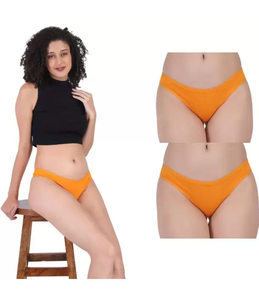     			Bebron Pack of 2 Cotton Lycra Bikini For Women ( Orange )