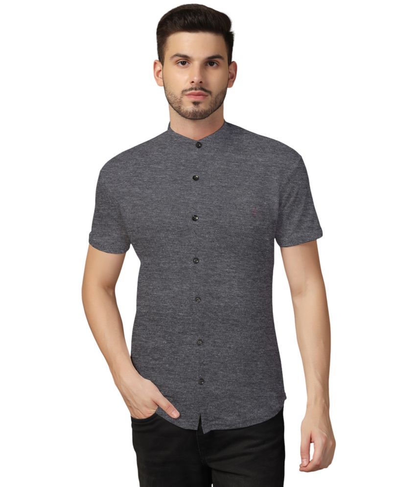     			Beyou Fashion Cotton Blend Regular Fit Solids Half Sleeves Men's Casual Shirt - Grey ( Pack of 1 )