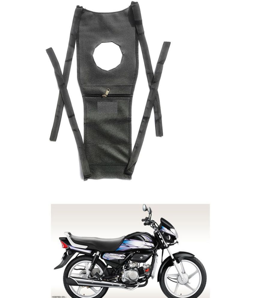     			BuddyBuzz Bike Tank Cover Bike Tank Bag with Mobile Pouch Artificial Leather Stretchable Material Use for Hero HF Deluxe Eco